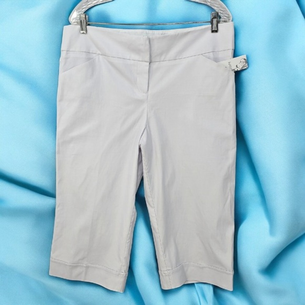 Halo Capri Pants Cropped White Stretch Career Casual Woman 14 Preppy Minimalist